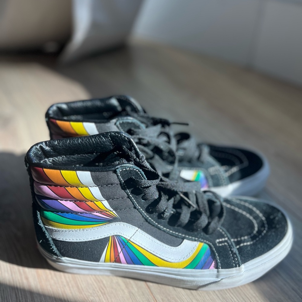 Vans High-Top Sneakers - Black with Rainbow Accents 7.5 women’s